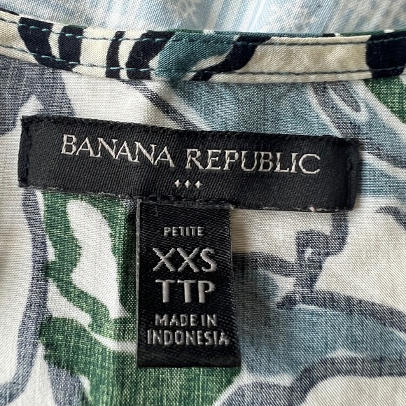 Banana Republic Womens Blue White Floral Summer Cute V-Neck Tank Top XXS Petite - Picture 7 of 10